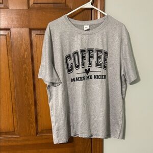 T-Shirt with Coffee Print 23 in armpit to armpit and 27 in long. NWOT XXL